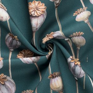 Tissus Coton 1,45 collection ring a roses coquelicot vert