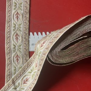Bordure tissée vintage tapisserie française ruban jacquard floral : le metre