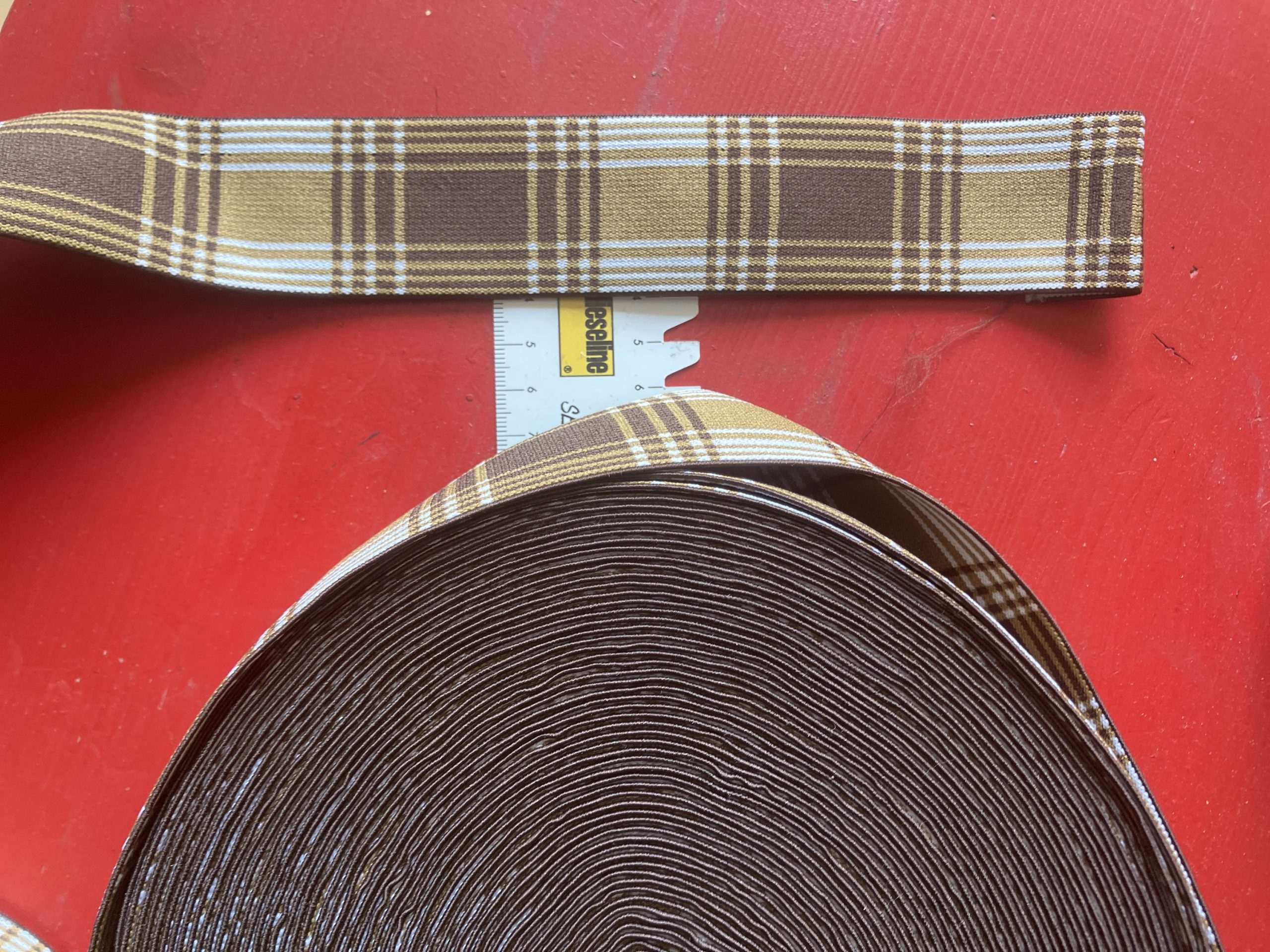 Élastique ceinture motif carreau 40 mm : le mètre