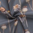 Tissus Coton 1,45 collection ring a roses coquelicot gris